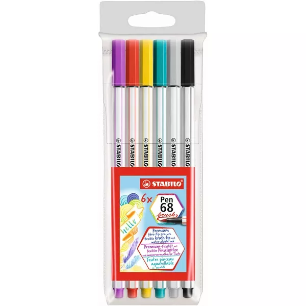 Stabilo Pen 68 brush 6db-os vegyes színű ecsetfilc
