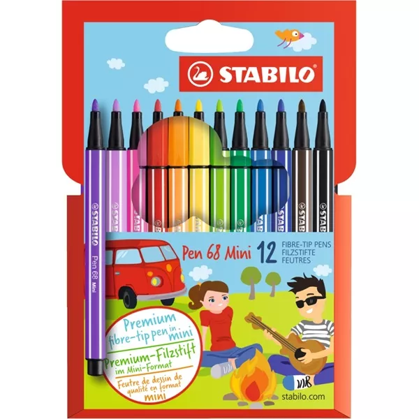Stabilo Pen 68 Wallet mini 12db-os vegyes színű rostirón készlet