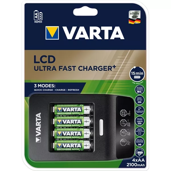 Varta 57685101441 LCD Ultra Fast Charger/4db AA 2100mAh akku/akku töltő