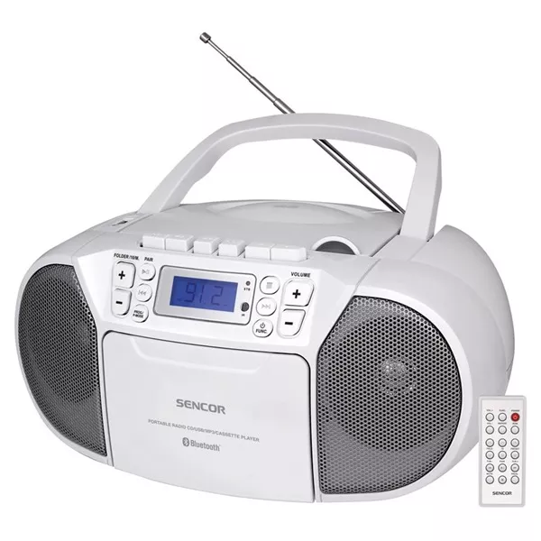 Sencor SPT 3907 W  kazettás fehér CD-s rádió style=