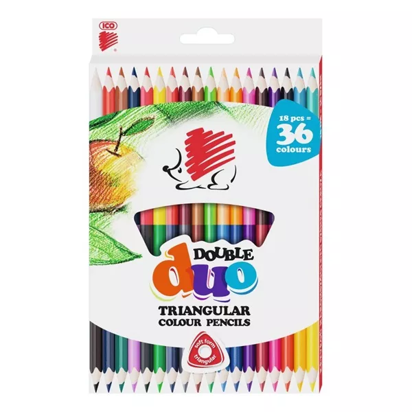 ICO Süni háromszög alakú kétvégű 18/36 színű színes ceruza készlet