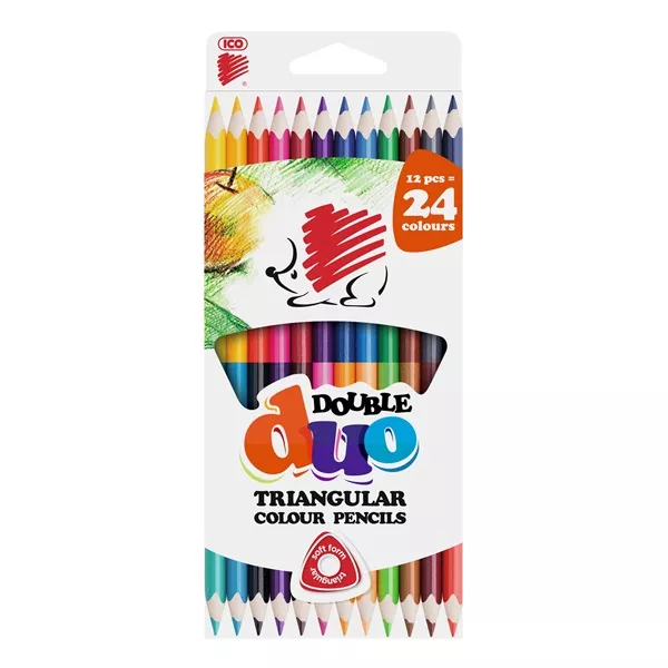ICO Süni kétvégű háromszög alakú 12/24 színű színes ceruza készlet