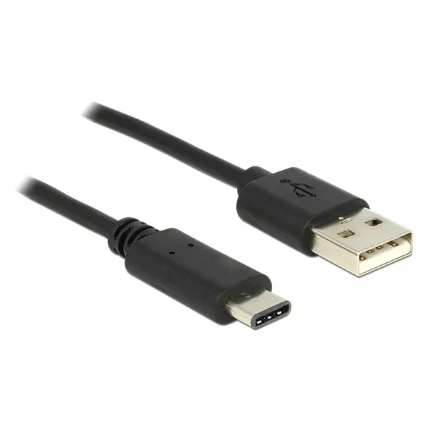 Delock 83600  USB Type-C 2.0 apa - USB 2.0 A 1m típusú apa fekete kábel