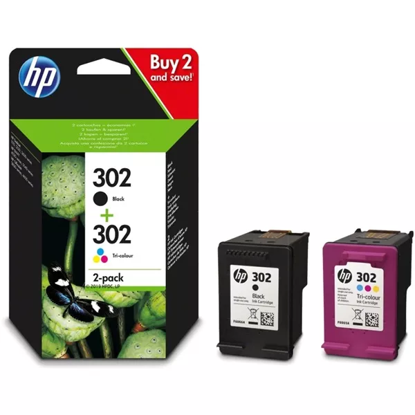 HP X4D37AE 302 tri-color és fekete tintapatron csomag