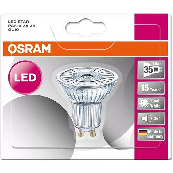 Osram Star PAR16 üveg ház/2,6W/230lm/4000K/GU10/230V LED spot izzó