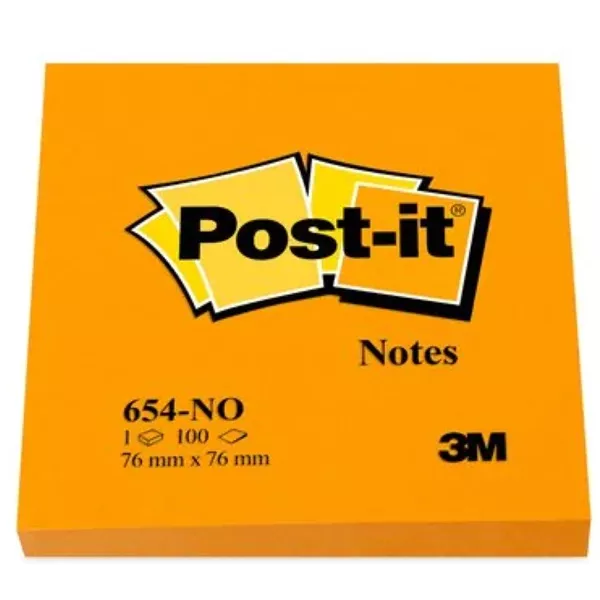 Post-it 76x76mm 100lap neon narancs jegyzettömb
