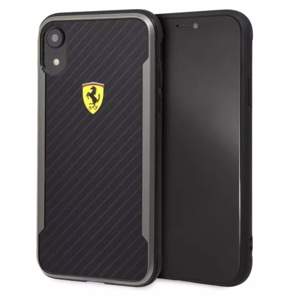 Ferrari SF Racing Shield iPhone XR fekete karbon hatású hátlap