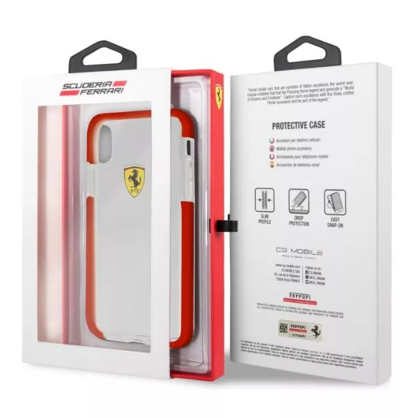 Ferrari iPhone X átlátszó/piros kemény fényes hátlap