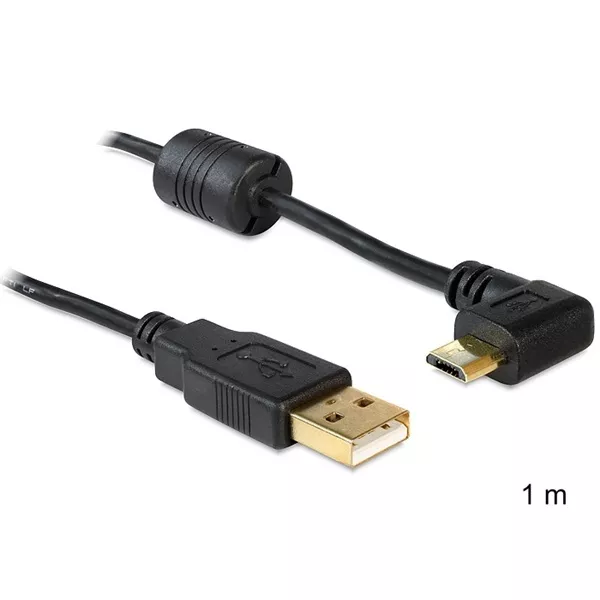 Delock 83147 USB-A apa > USB micro-B apa 90°-ban forgatott bal/jobb kábel, 1m