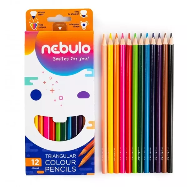 Nebulo háromszög alakú 12db-os színes ceruza készlet
