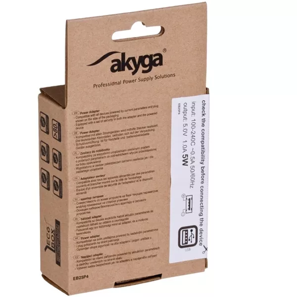 Akyga AK-CH-03WH 5V/1A/5W hálózati USB töltő