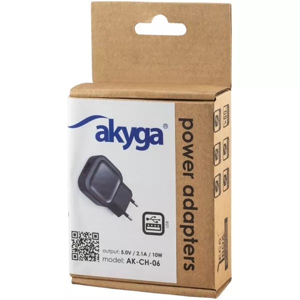 Akyga AK-CH-06 5V/2,1A/10W hálózati USB töltő