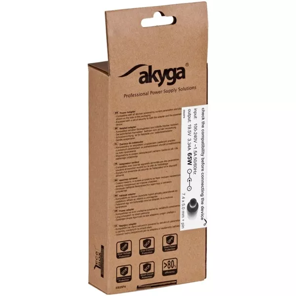 Akyga AK-ND-05 19,5V/3,34A/65W 7,4x5mm DELL notebook hálózati töltő