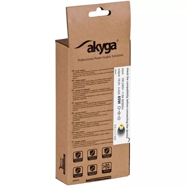 Akyga AK-ND-06 19V/3,42A/65W 5,5x1,7mm Acer notebook hálózati töltő
