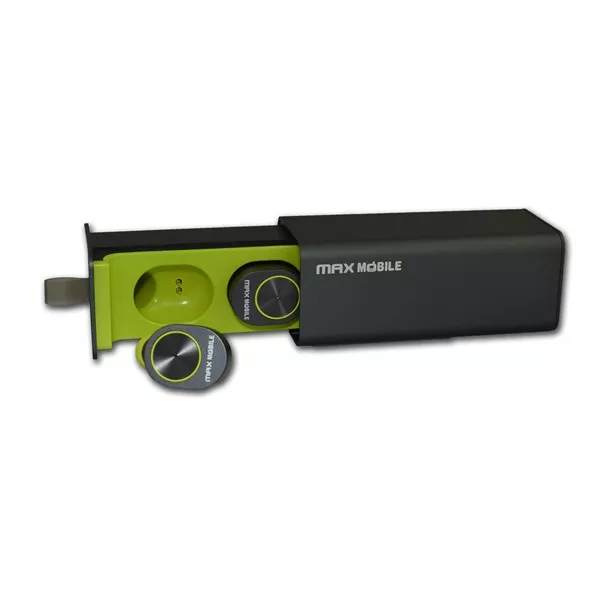Max Mobile GW-10 prémium True Wireless Bluetooth fekete-zöld fülhallgató style=