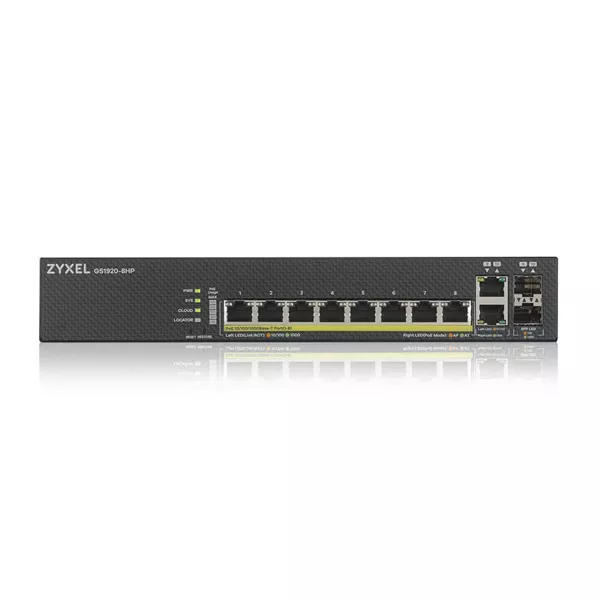 ZyXEL GS1920-8HPv2 8port GbE LAN PoE (130W) 2port Gbe combo RJ45/SFP L2 menedzselhető PoE switch