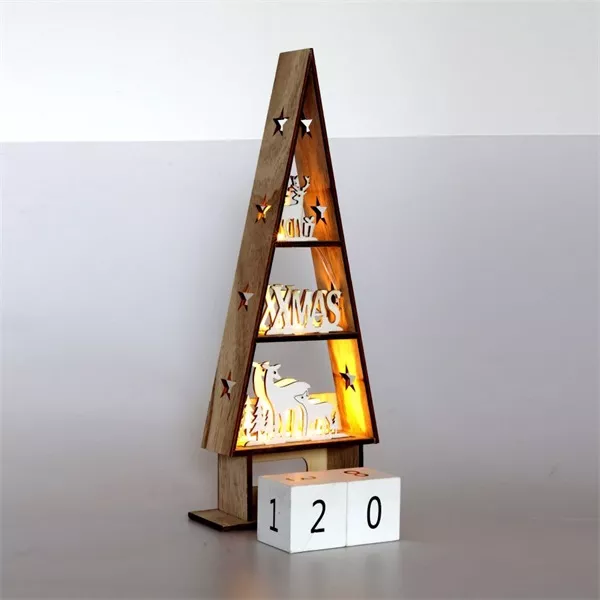 Iris Karácsonyi ház alakú napi számlálós/16x38x6cm/meleg fehér LED-es fa fénydekoráció