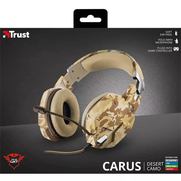 Trust GXT 322D Carus sivatag álcafestéses gamer headset