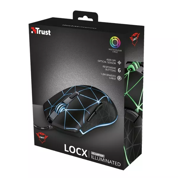 Trust GXT 133 Locx fekete gamer egér